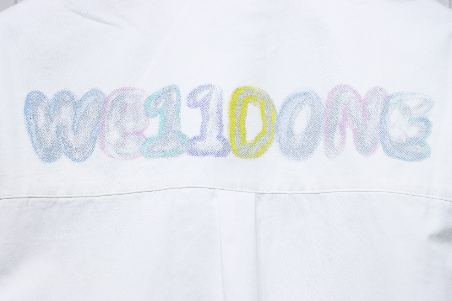 We11 Done New 24SS Back Colorful Graffiti Letters Printed Long Sleeve Shirt White