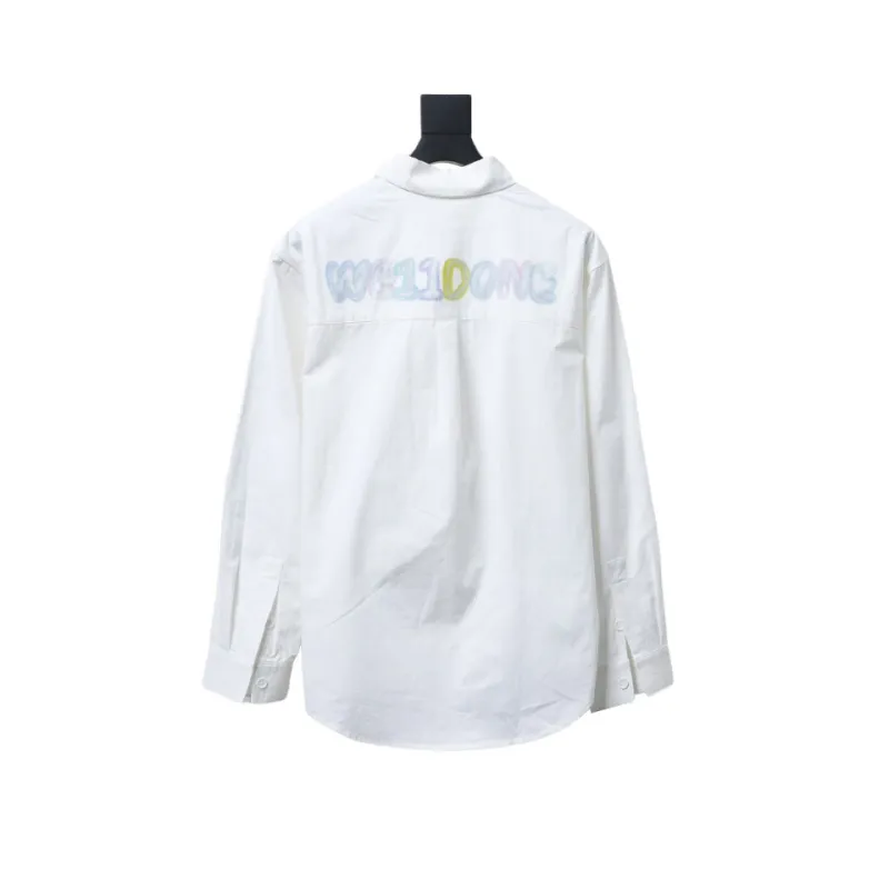 We11 Done New 24SS Back Colorful Graffiti Letters Printed Long Sleeve Shirt White