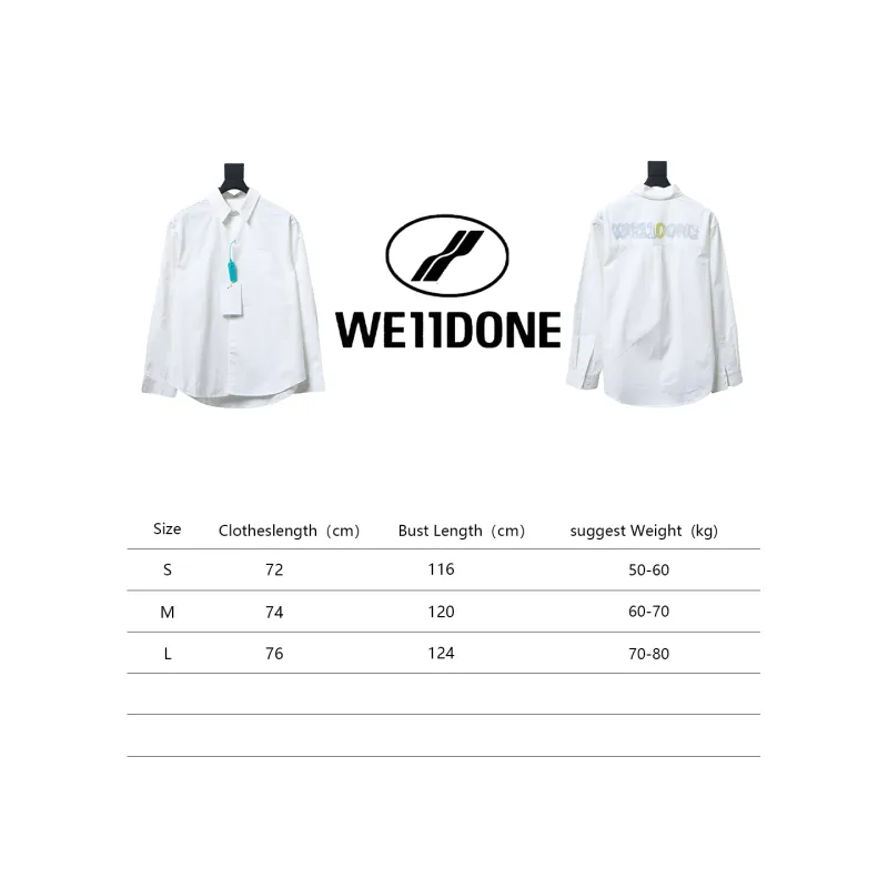 We11 Done New 24SS Back Colorful Graffiti Letters Printed Long Sleeve Shirt White