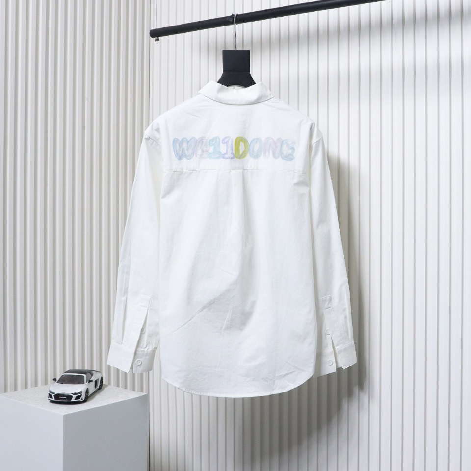 We11 Done New 24SS Back Colorful Graffiti Letters Printed Long Sleeve Shirt White