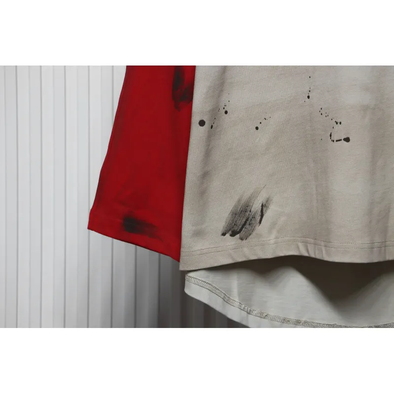 We11 Done New Dirty Distressed Stitching Contrast Color Long Sleeve T-shirt