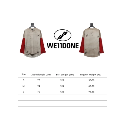 We11 Done New Dirty Distressed Stitching Contrast Color Long Sleeve T-shirt 02