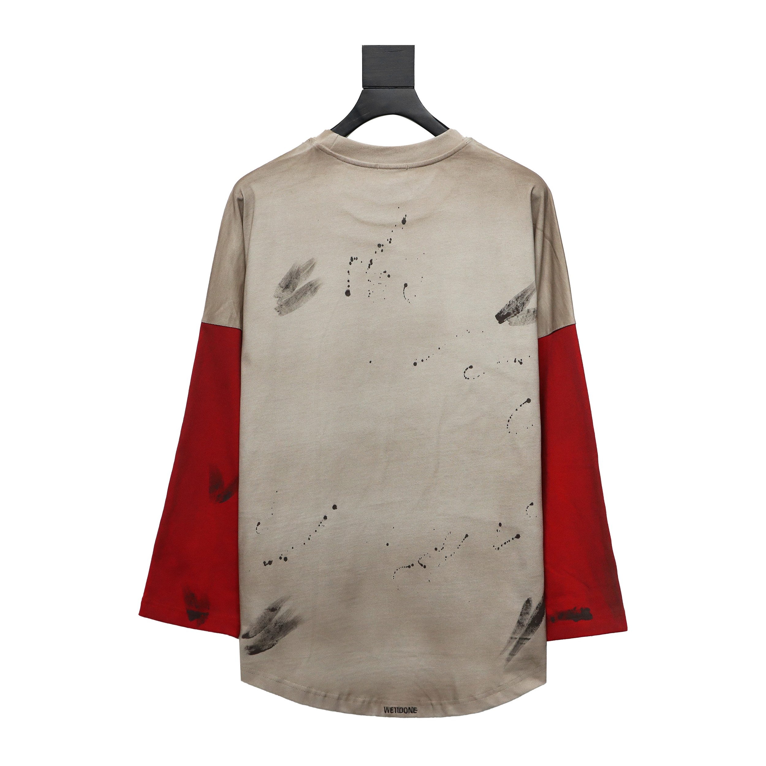 We11 Done New Dirty Distressed Stitching Contrast Color Long Sleeve T-shirt