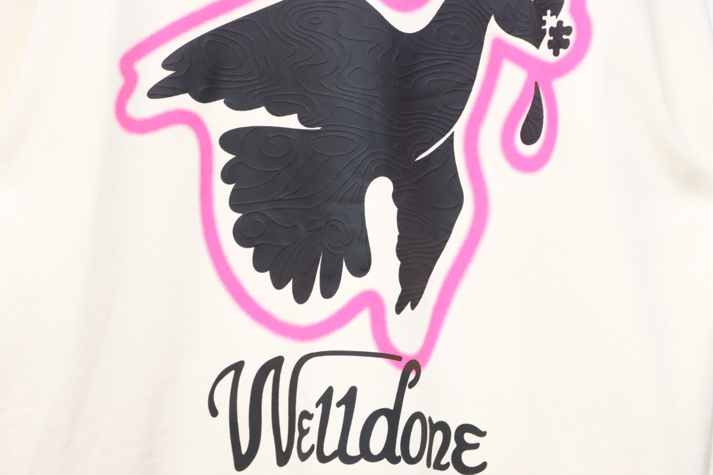 We11 Done New Peace Dove 3D Printed Couple Round Neck Hoodie Beige