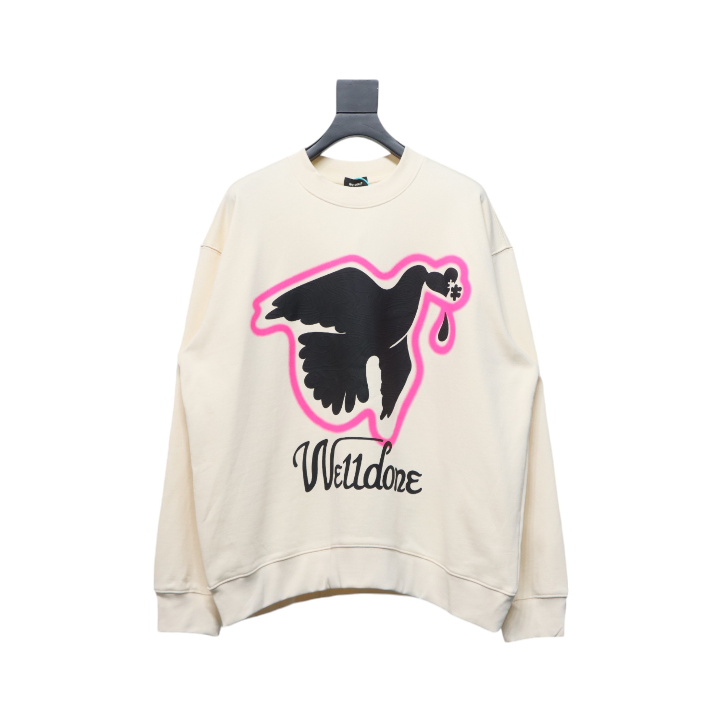 We11 Done New Peace Dove 3D Printed Couple Round Neck Hoodie Beige