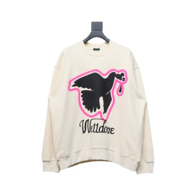 We11 Done New Peace Dove 3D Printed Couple Round Neck Hoodie Beige 01