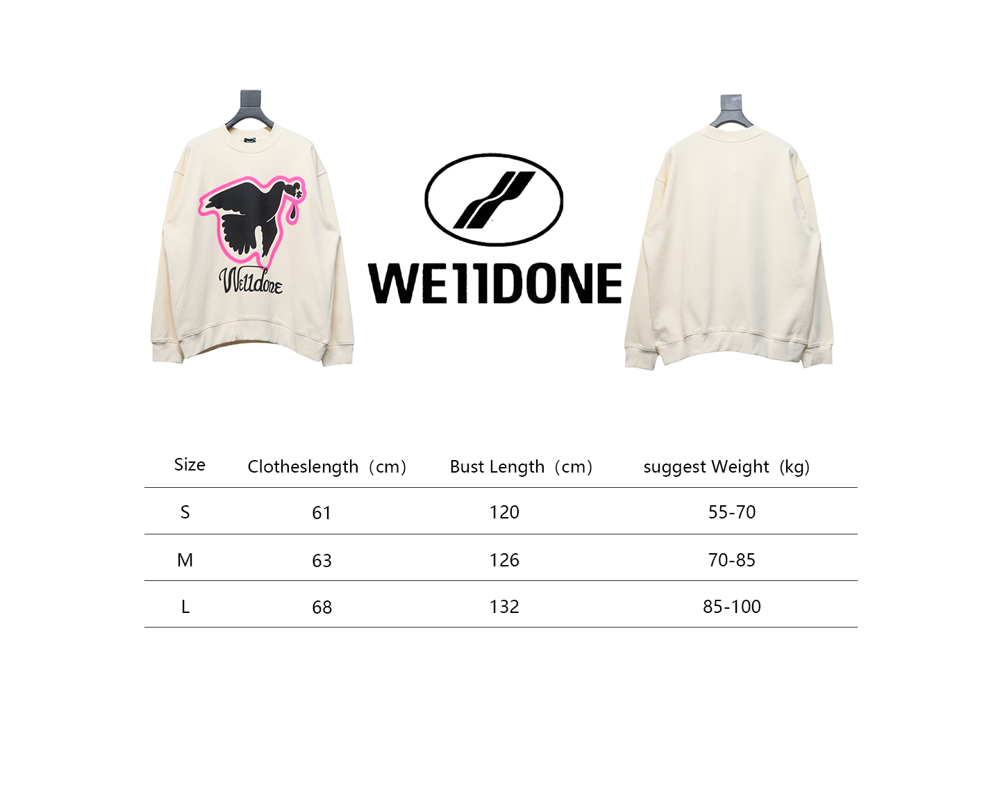 We11 Done New Peace Dove 3D Printed Couple Round Neck Hoodie Beige