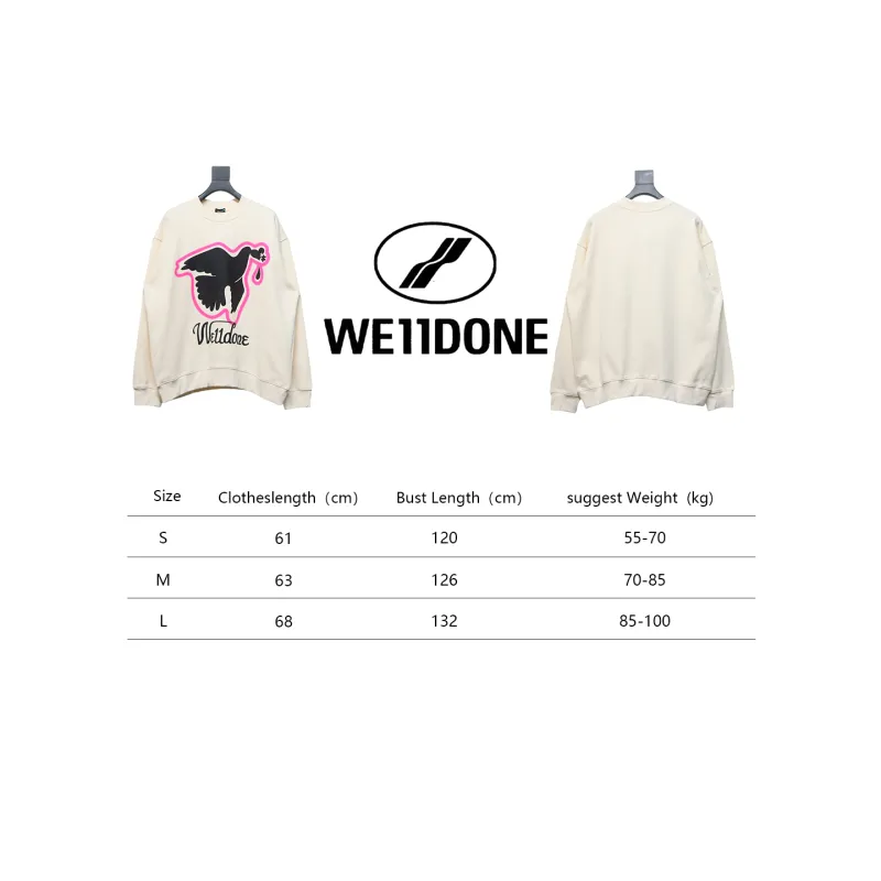 We11 Done New Peace Dove 3D Printed Couple Round Neck Hoodie Beige