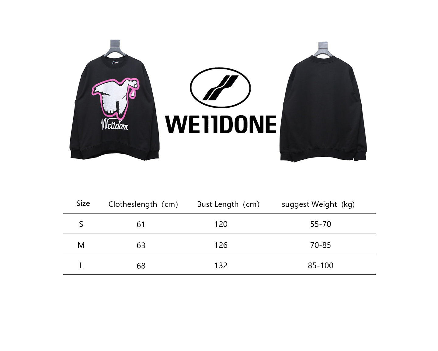 We11 Done New Peace Dove 3D Printed Couple Round Neck Hoodie Black