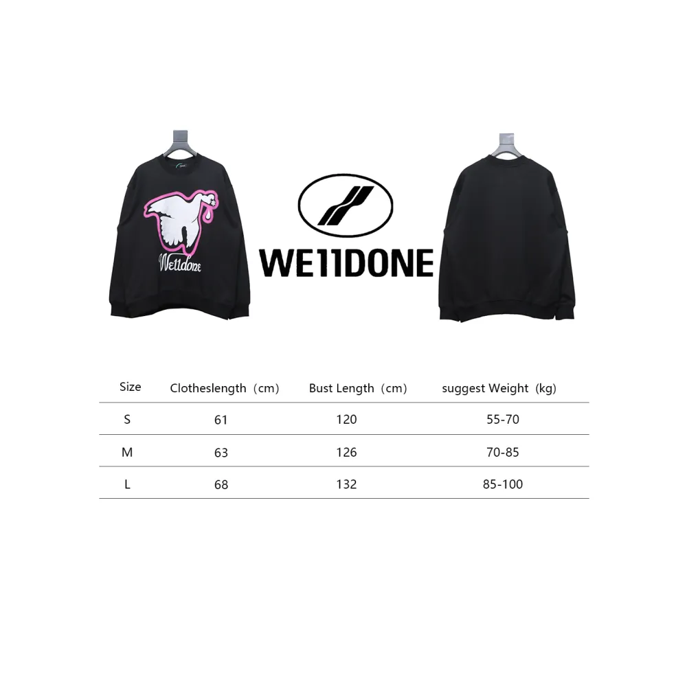 We11 Done New Peace Dove 3D Printed Couple Round Neck Hoodie Black
