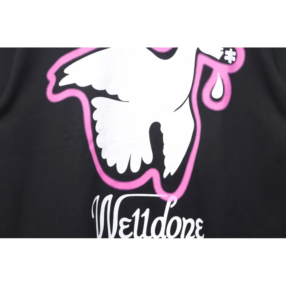 We11 Done New Peace Dove 3D Printed Couple Round Neck Hoodie Black