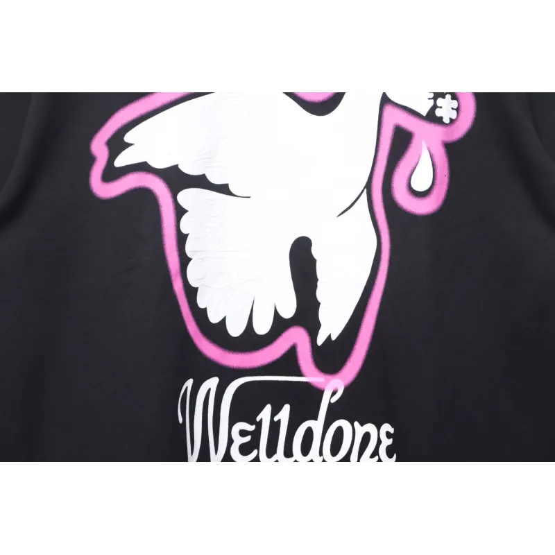 We11 Done New Peace Dove 3D Printed Couple Round Neck Hoodie Black