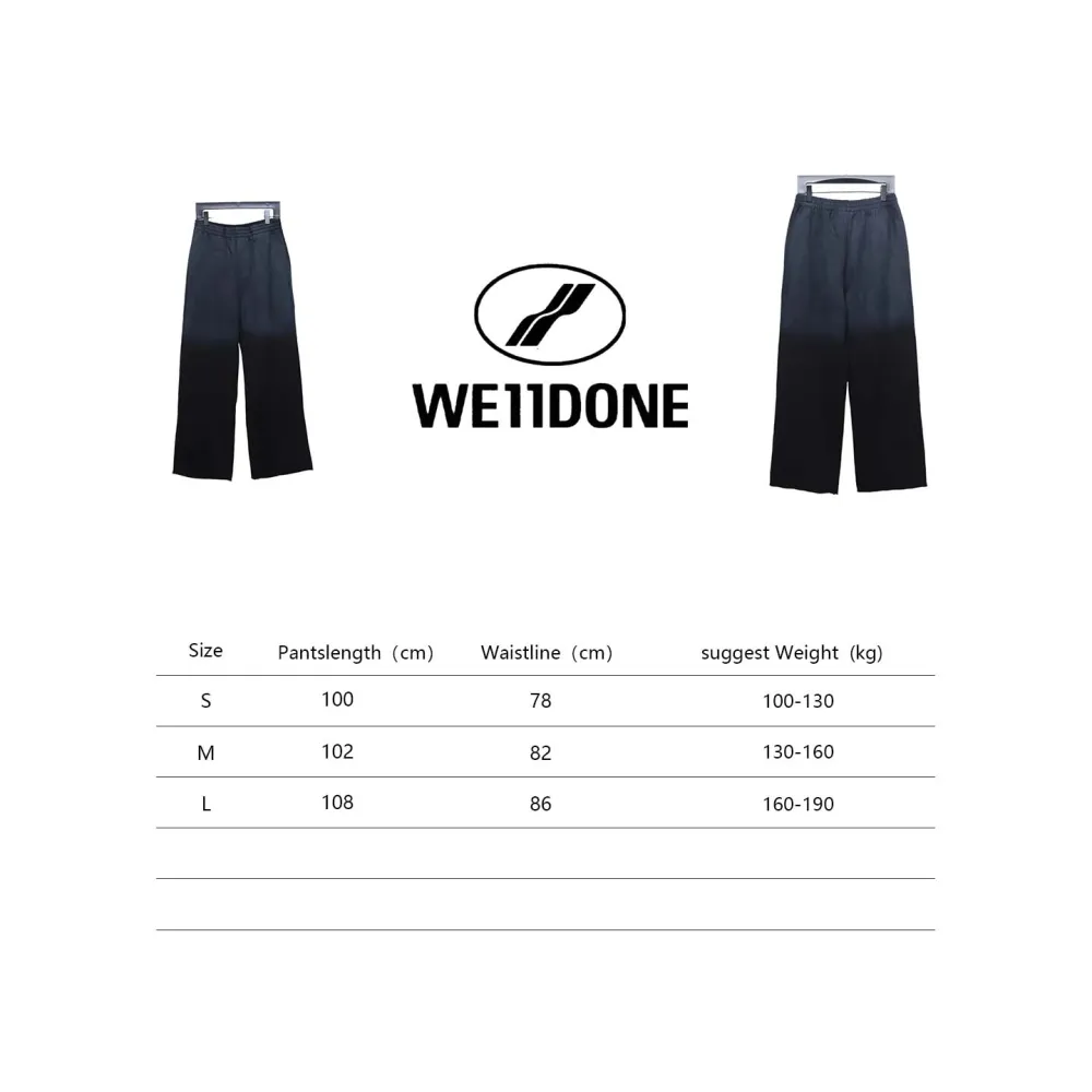 We11 Done New Style Gradient Unisex Casual Wide-Leg Pants Black Blue
