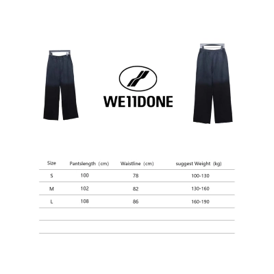 We11 Done New Style Gradient Unisex Casual Wide-Leg Pants Black Blue 02