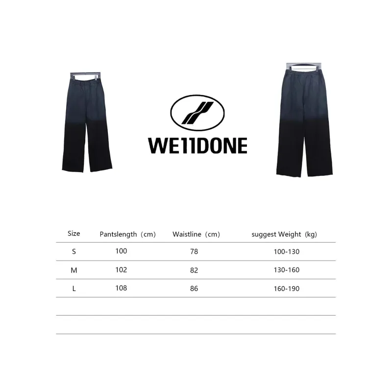 We11 Done New Style Gradient Unisex Casual Wide-Leg Pants Black Blue
