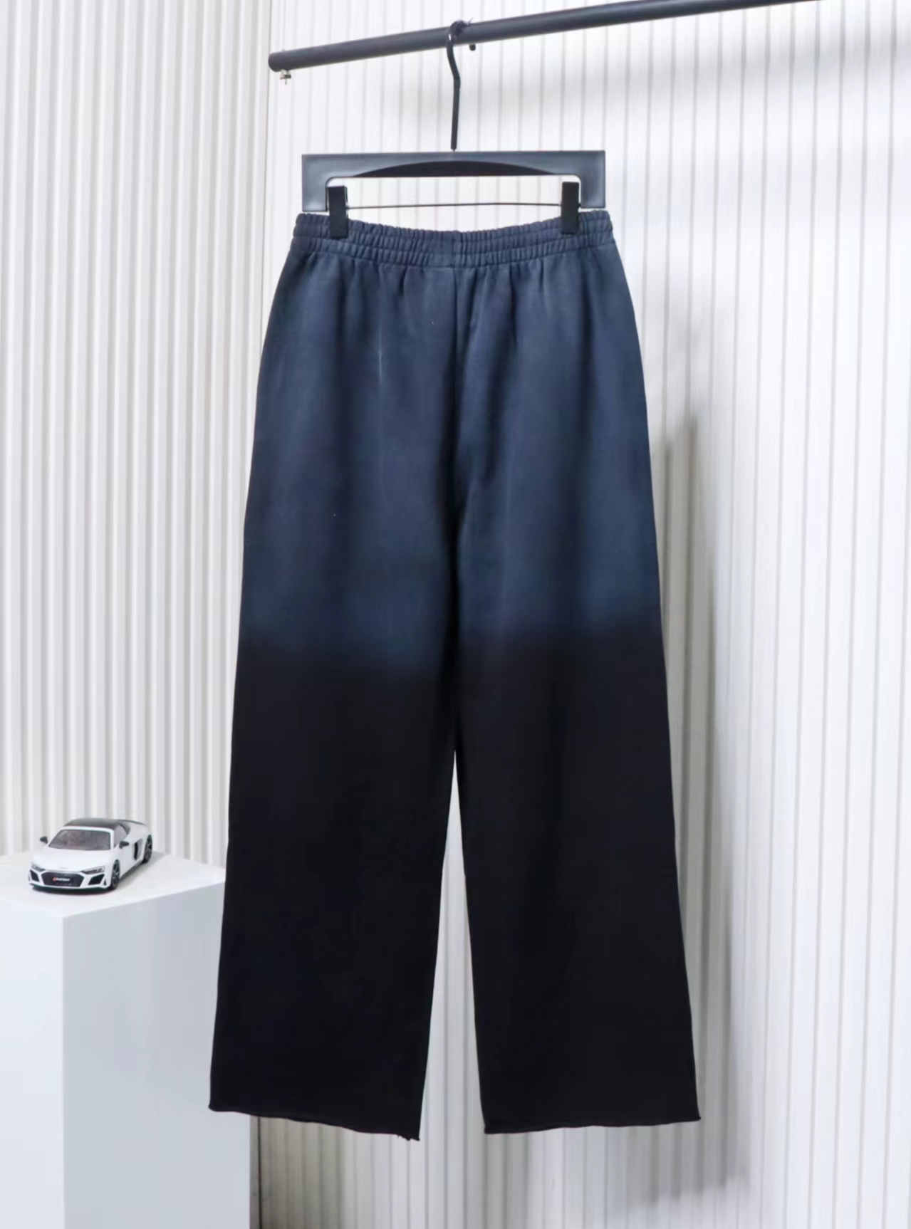We11 Done New Style Gradient Unisex Casual Wide-Leg Pants Black Blue