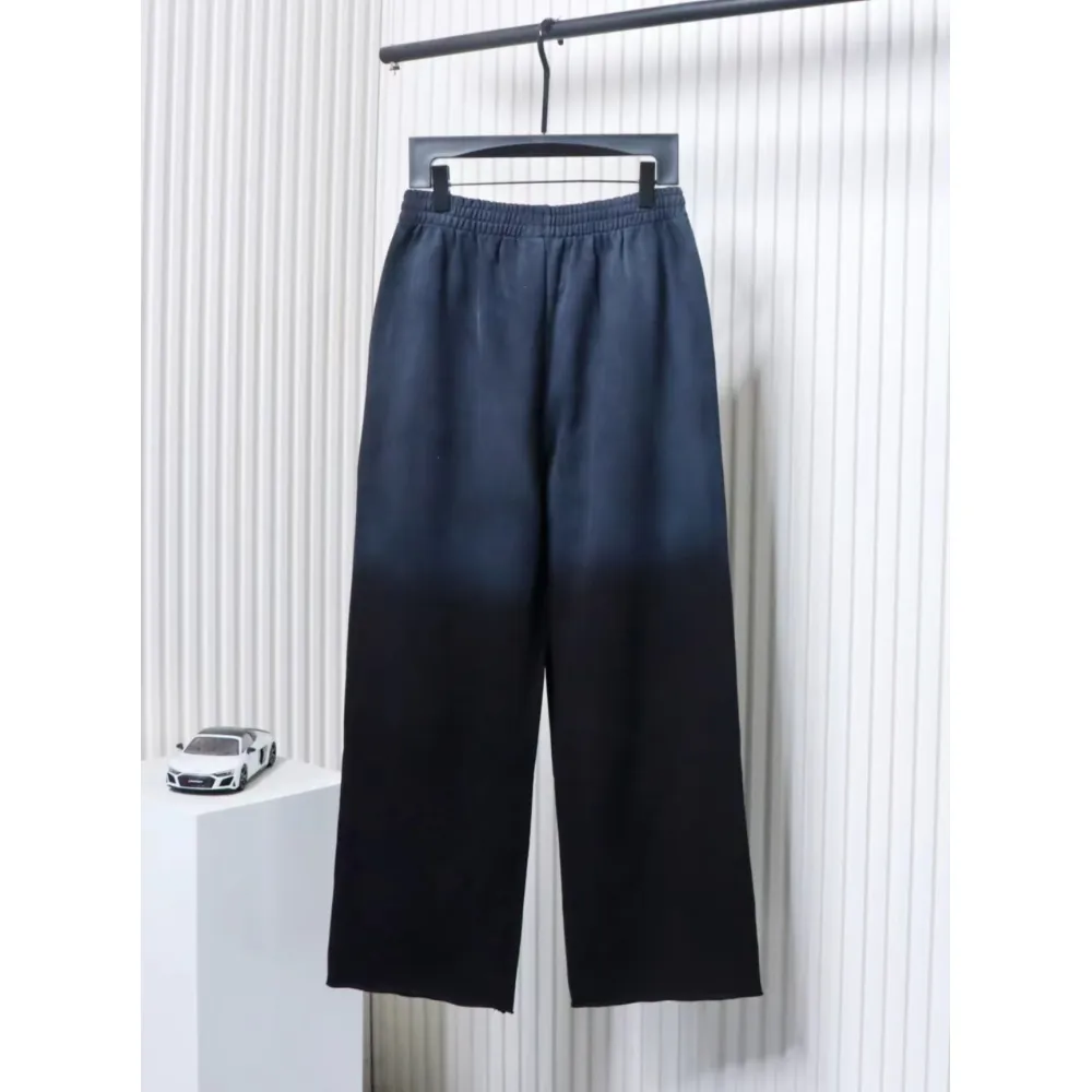 We11 Done New Style Gradient Unisex Casual Wide-Leg Pants Black Blue