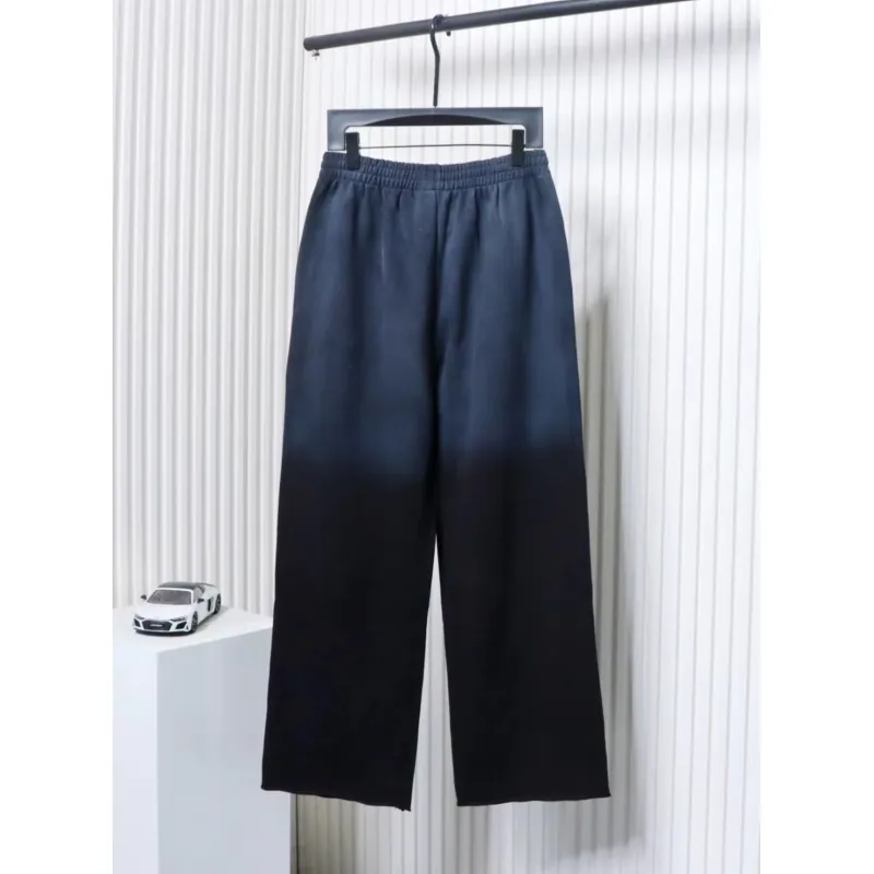 We11 Done New Style Gradient Unisex Casual Wide-Leg Pants Black Blue
