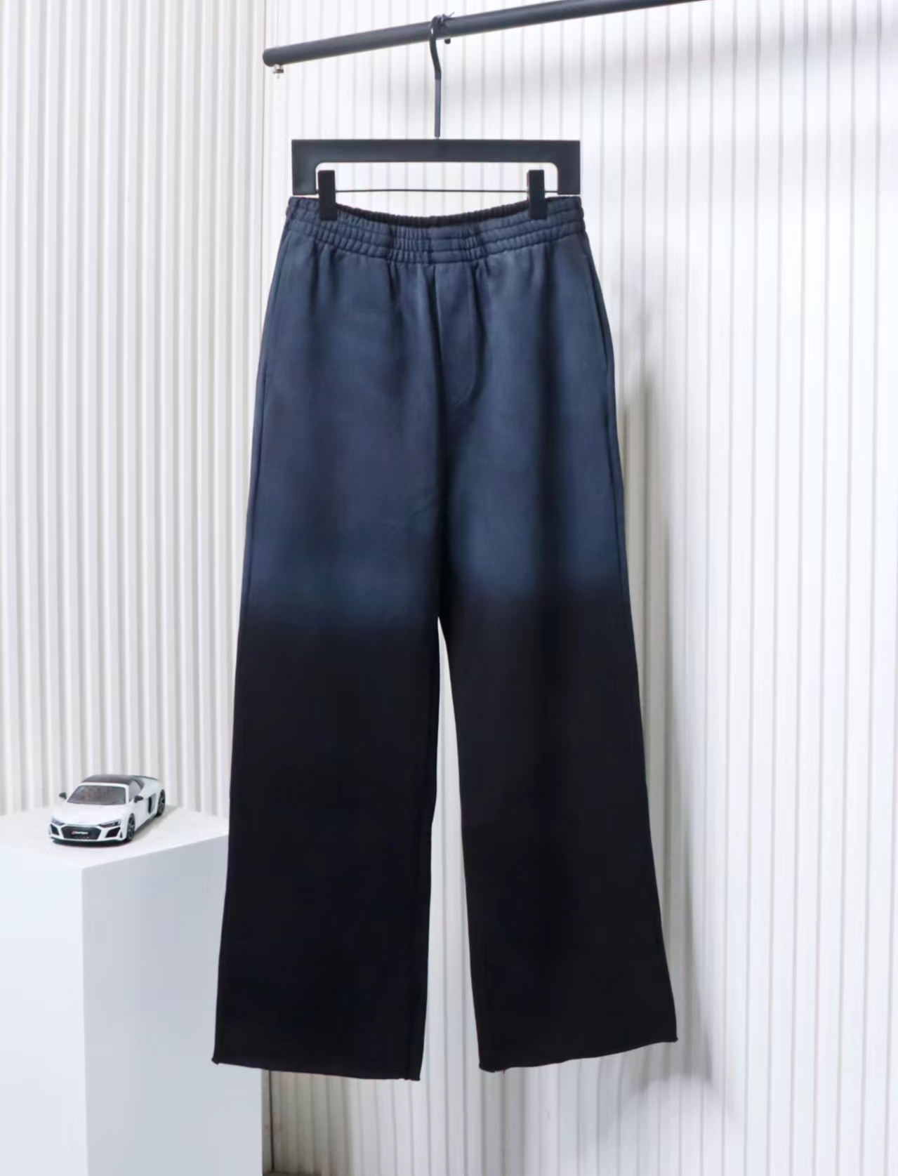 We11 Done New Style Gradient Unisex Casual Wide-Leg Pants Black Blue