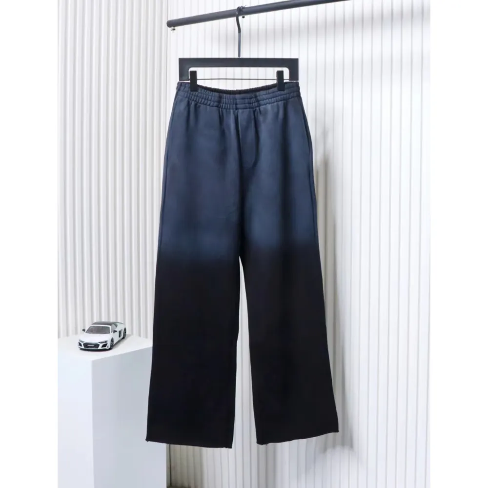 We11 Done New Style Gradient Unisex Casual Wide-Leg Pants Black Blue