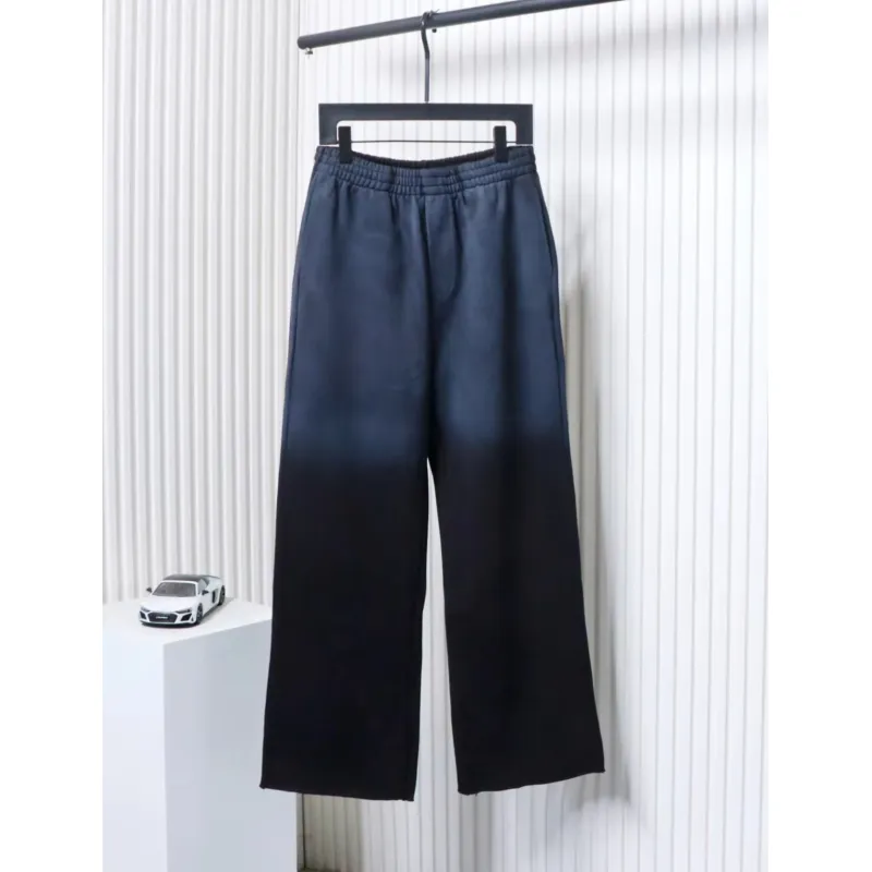 We11 Done New Style Gradient Unisex Casual Wide-Leg Pants Black Blue