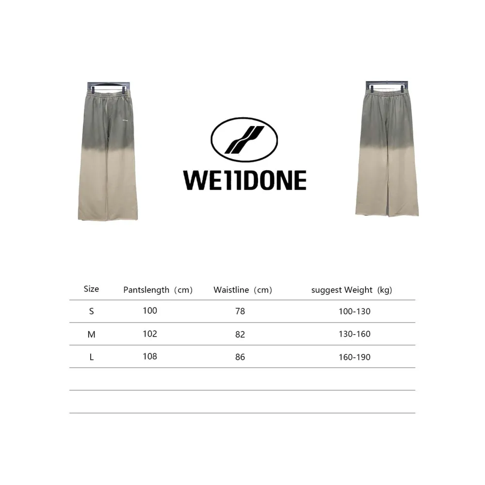 We11 Done New Style Gradient Unisex Casual Wide-Leg Pants Grey Beige