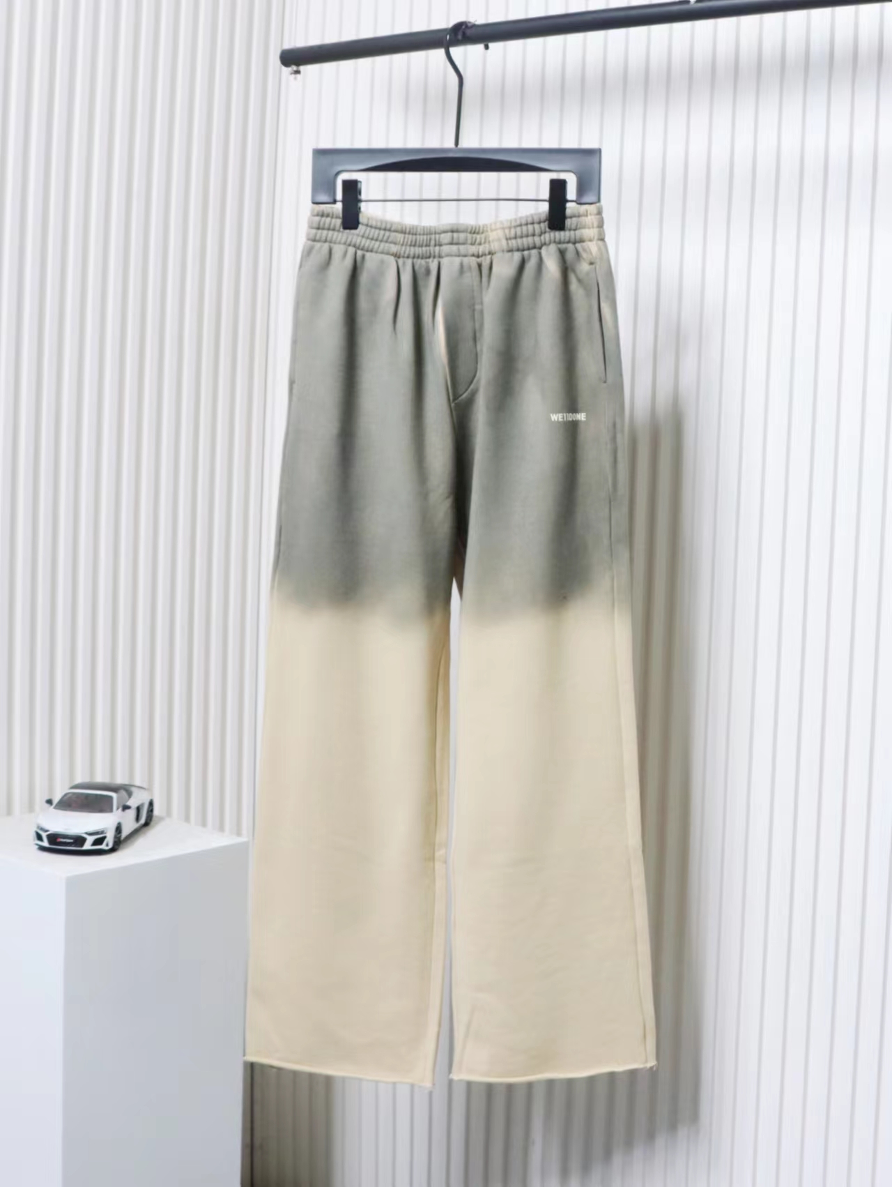 We11 Done New Style Gradient Unisex Casual Wide-Leg Pants Grey Beige