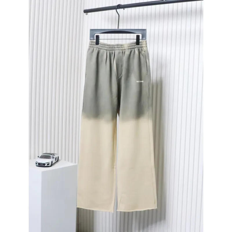 We11 Done New Style Gradient Unisex Casual Wide-Leg Pants Grey Beige