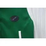 WELL Classic Logo Leather Sleeve Baseball Jacket Green