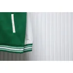WELL Classic Logo Leather Sleeve Baseball Jacket Green