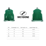 WELL Classic Logo Leather Sleeve Baseball Jacket Green