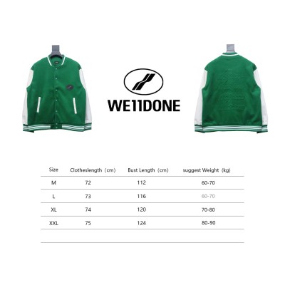 WELL Classic Logo Leather Sleeve Baseball Jacket Green 02