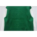 WELL Classic Logo Leather Sleeve Baseball Jacket Green