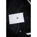 WELL Classic Logo Leather Sleeve Baseball Jacket Black