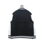 WELL Classic Logo Leather Sleeve Baseball Jacket Black