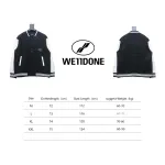 WELL Classic Logo Leather Sleeve Baseball Jacket Black