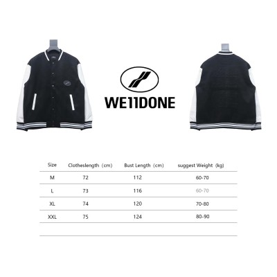 WELL Classic Logo Leather Sleeve Baseball Jacket Black 02