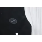 WELL Classic Logo Leather Sleeve Baseball Jacket Black