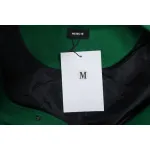 WELL Classic Logo Leather Sleeve Baseball Jacket Green