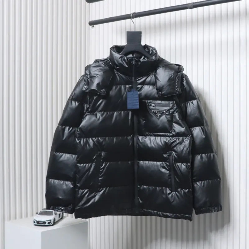 Prada 21fw Classic Triangle Logo Detachable Down Jacket Black