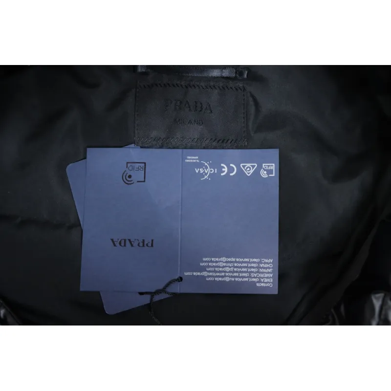 Prada 21fw Classic Triangle Logo Detachable Down Jacket Black