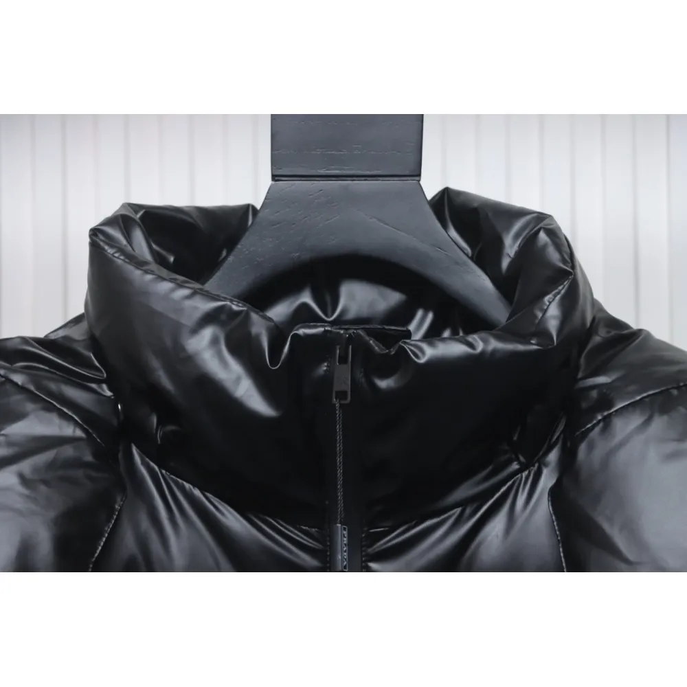 Prada 21fw Classic Triangle Logo Detachable Down Jacket Black