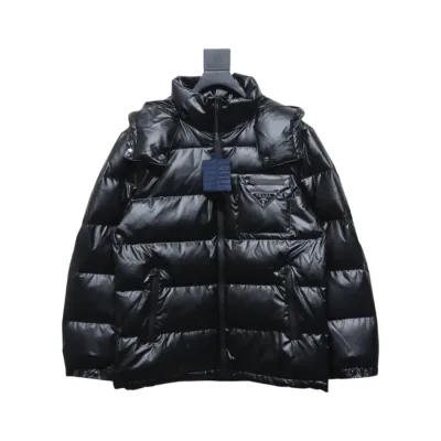 Prada 21fw Classic Triangle Logo Detachable Down Jacket Black 01