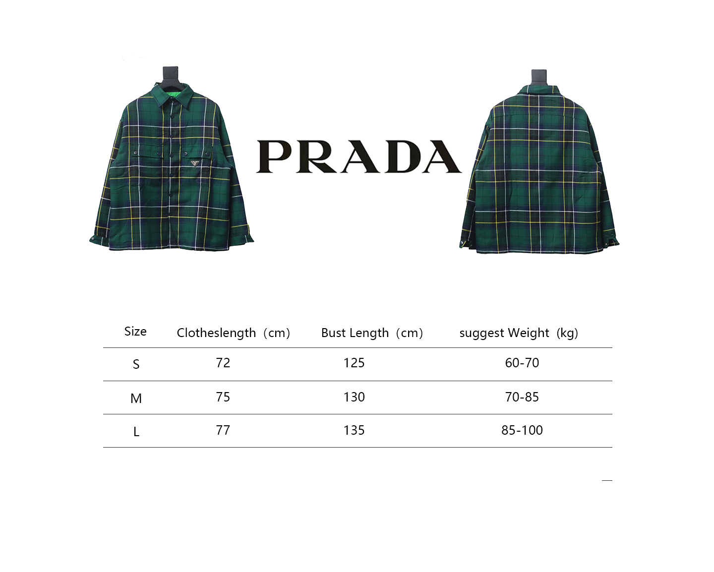 Prada 22FW Blue And Green Plaid Cotton Jacket