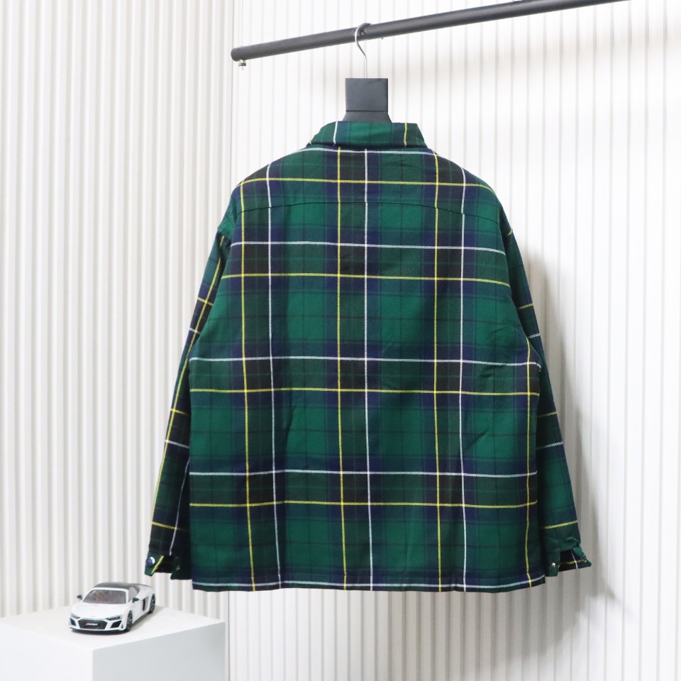 Prada 22FW Blue And Green Plaid Cotton Jacket