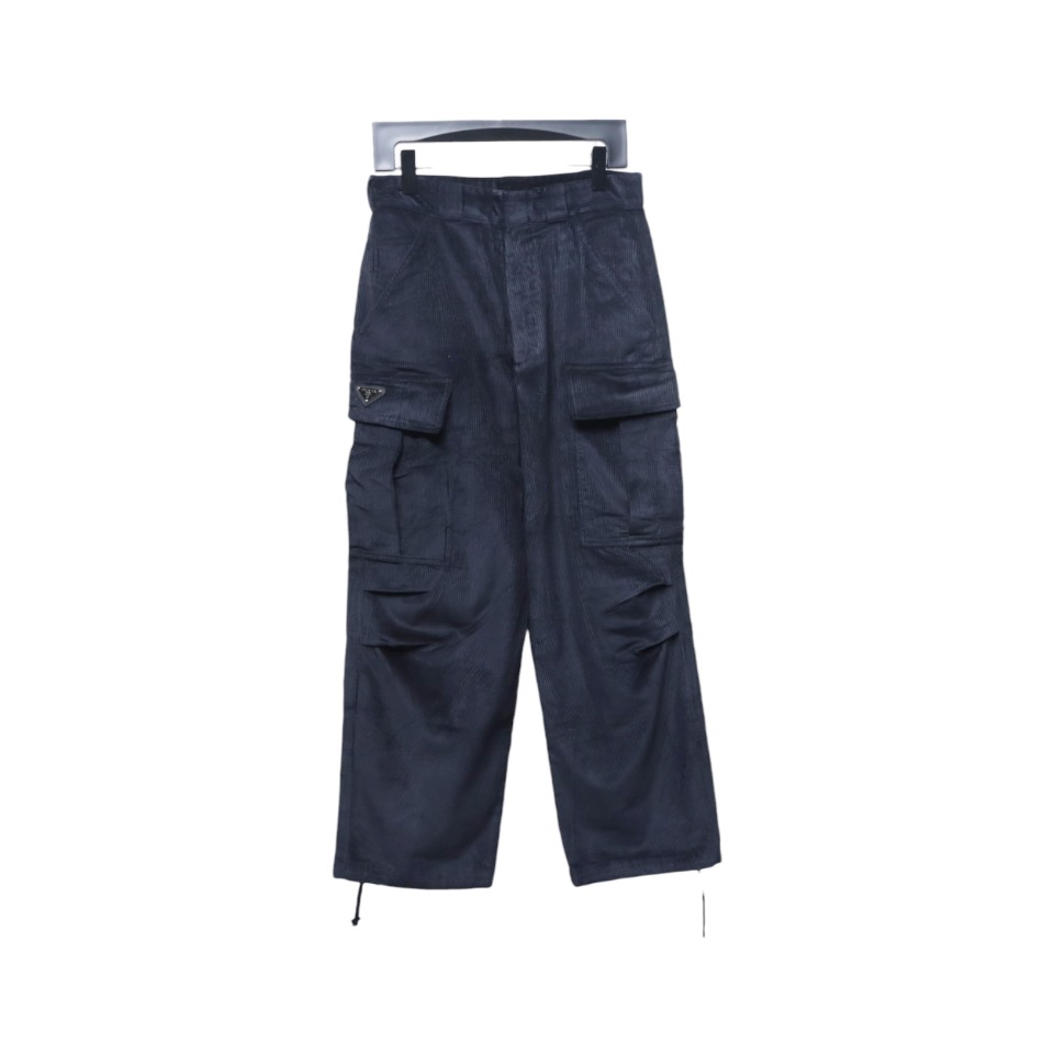 Prada 23FW Corduroy Cargo Pants Dark Blue