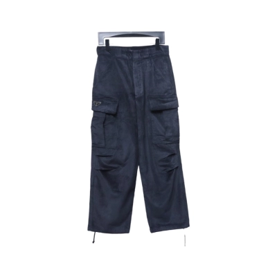 Prada 23FW Corduroy Cargo Pants Dark Blue 01