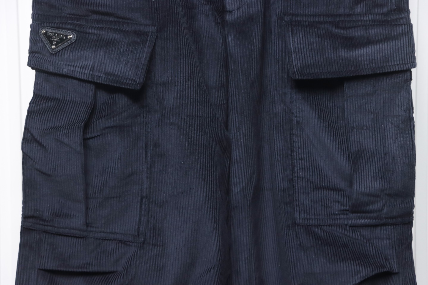 Prada 23FW Corduroy Cargo Pants Dark Blue