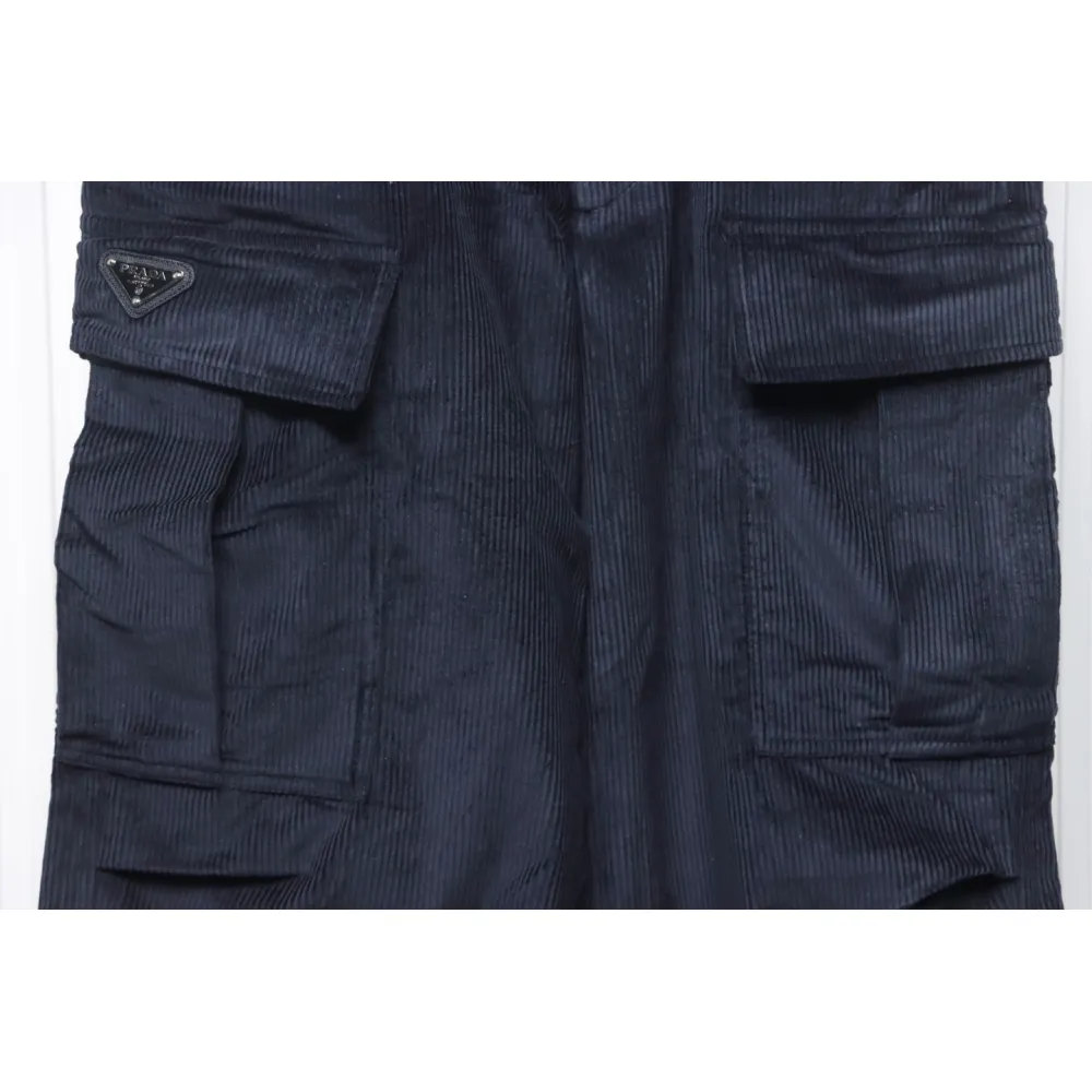 Prada 23FW Corduroy Cargo Pants Dark Blue