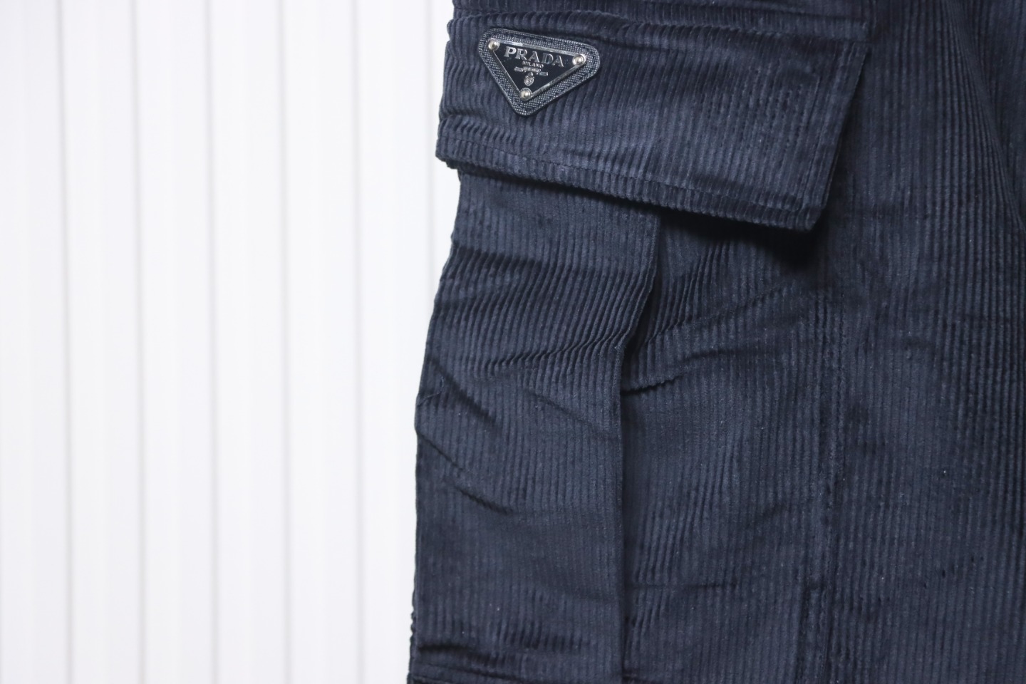 Prada 23FW Corduroy Cargo Pants Dark Blue